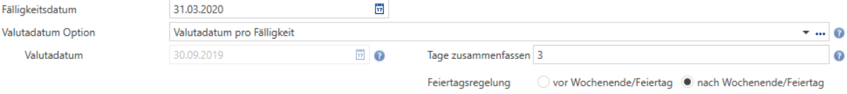 Valutadatum pro Fälligkeit / Feiertagsregelung