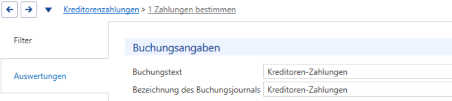 Kreditorenzahlungen/ Auswertungen/Buchungsangaben