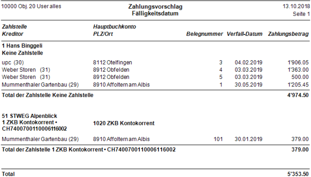 Kreditorenzahlungen/ Liste Zahlungsvorschlag