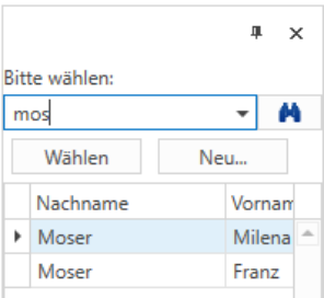 Stammdaten/Mandanten/Mieter - Person suchen – wählen
