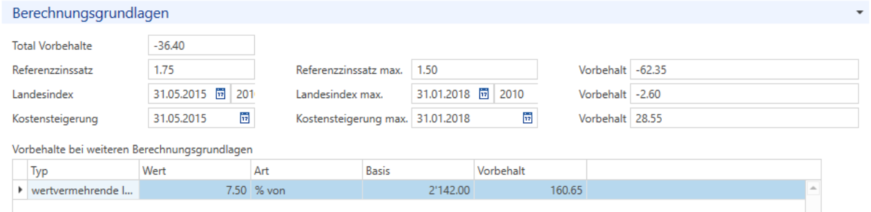 Stammdaten/Mandanten/Liegenschaften/Objekte/Komponentensätze – Berechnungsgrundlagen