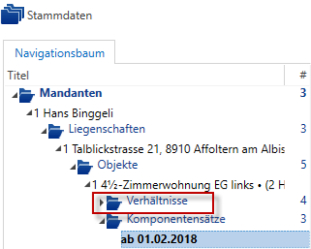 Stammdaten/Mandanten/Liegenschaften/Objekte/Verhältnisse