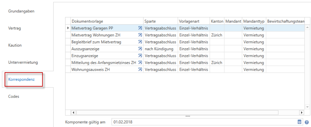 Stammdaten/Mandanten/Liegenschaften/Objekte/Verhältnisse/Korrespondenz