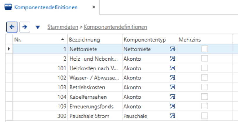 Basisdaten/Stammdaten/Komponentendefinitionen