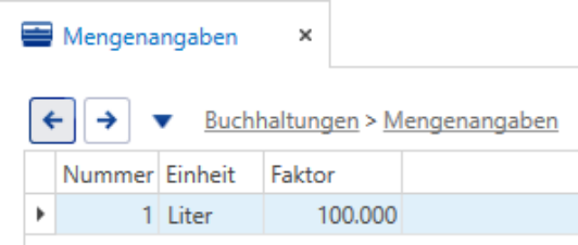 Basisdaten/Buchhaltung/Mengenangaben