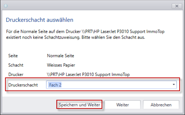 Druckerschacht für 2. Seite