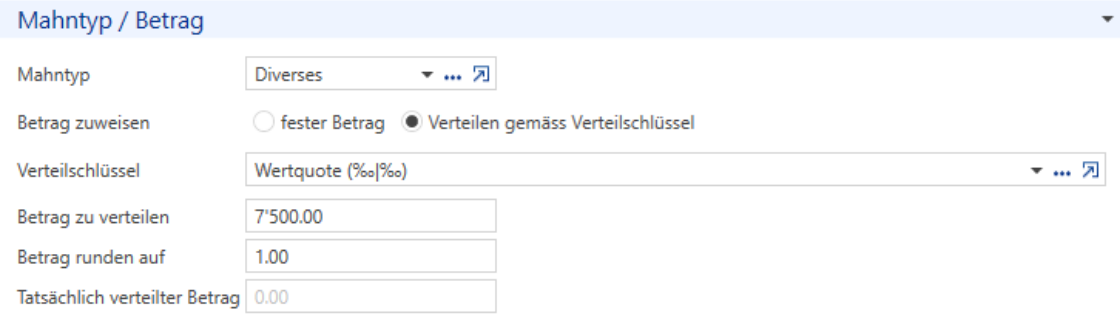 Verarbeitungen/Inkasso/Einforderungen fester oder variabler Beträge/Unterdialog: Filter/Betrag