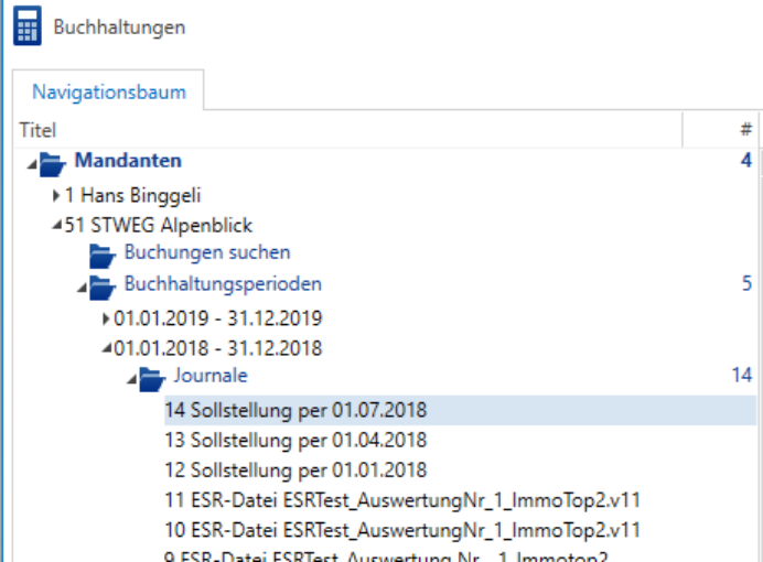 Buchhaltungen/Mandanten/Buchhaltungsperioden/Journale (Übersicht)