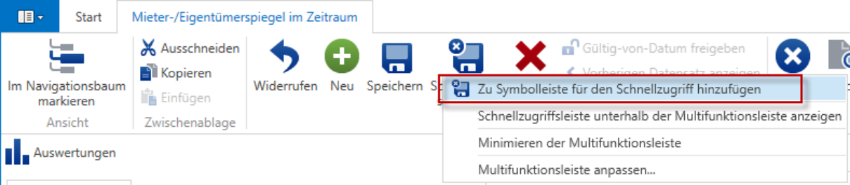 Schnellzugriffsleiste erweitern