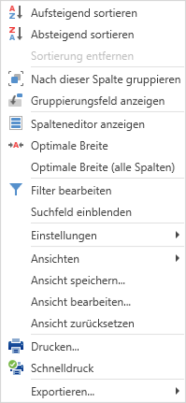 Kontextmenü im Dialogbereich