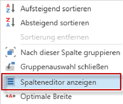 Übersichten/Spalteneditor