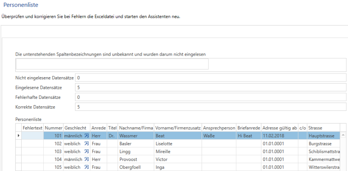Personen-Import - Prüfung