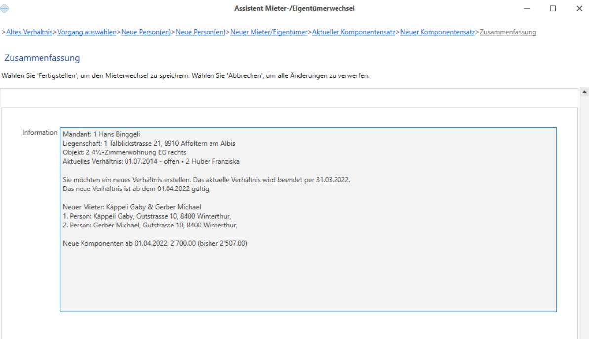 Zusammenfassung Mieterwechsel