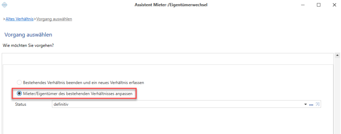 Bestehendes Verhältnis anpassen