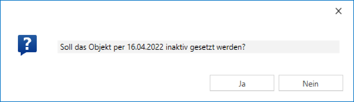 Stammdaten/ Verhältnisse - Objekt inaktiv setzen
