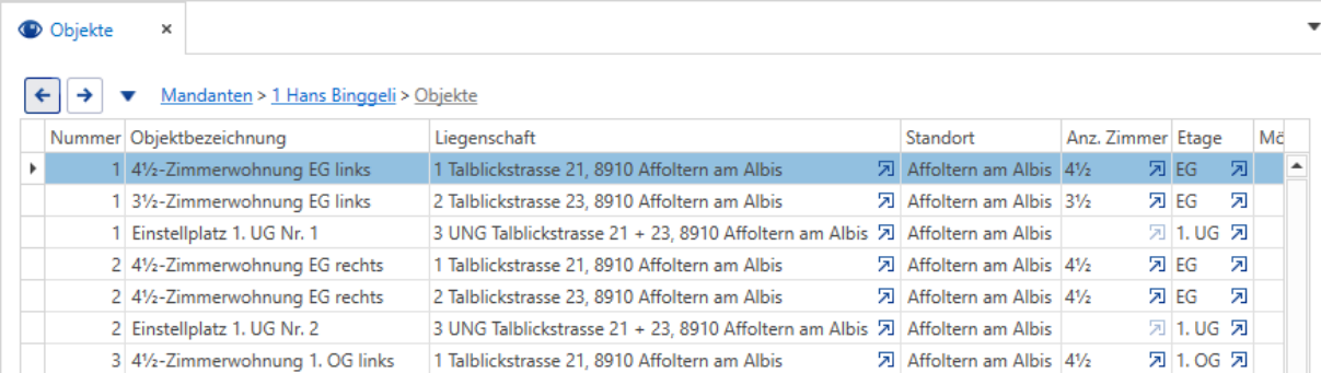 Übersichten/Mandanten/Objekte