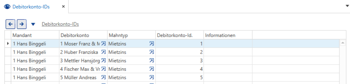 Übersichten/Debitoren-IDs