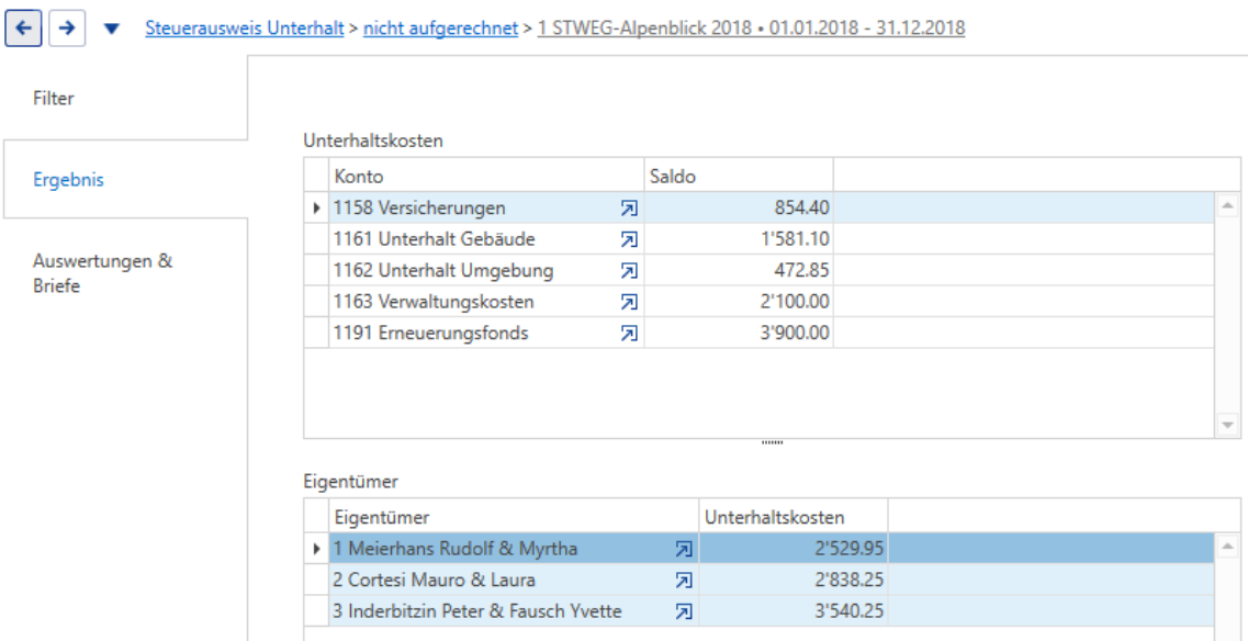 Verarbeitungen/Steuerausweise/Steuerausweise „Unterhalt“/Unterdialog Ergebnis