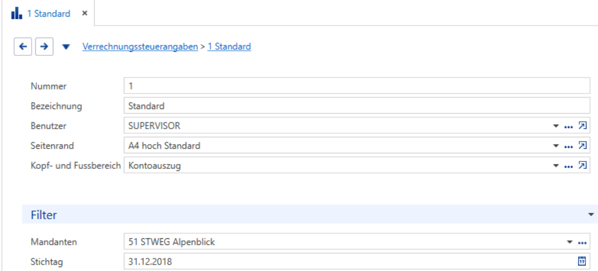 Auswertungen/Stockwerkeigentum/Verrechnungssteuerangaben/Filter