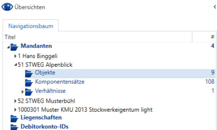 Navigationsbaum/Übersichten/Mandanten