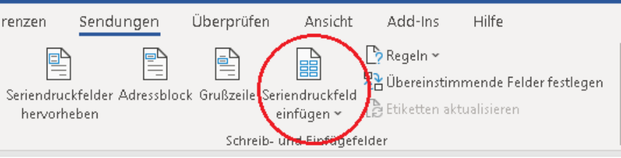Seriendruckfelder einfügen
