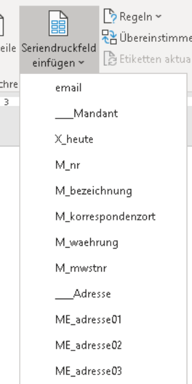 Seriendruckfelder einfügen