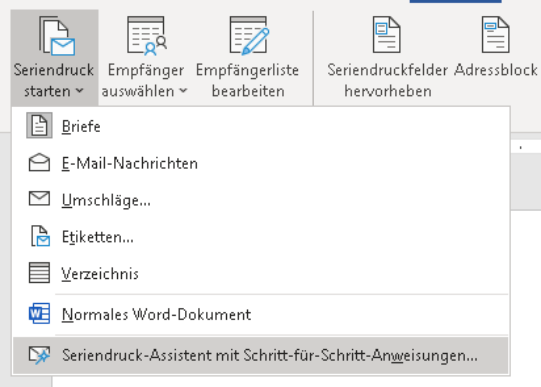 Seriendruck-Assistent im Word