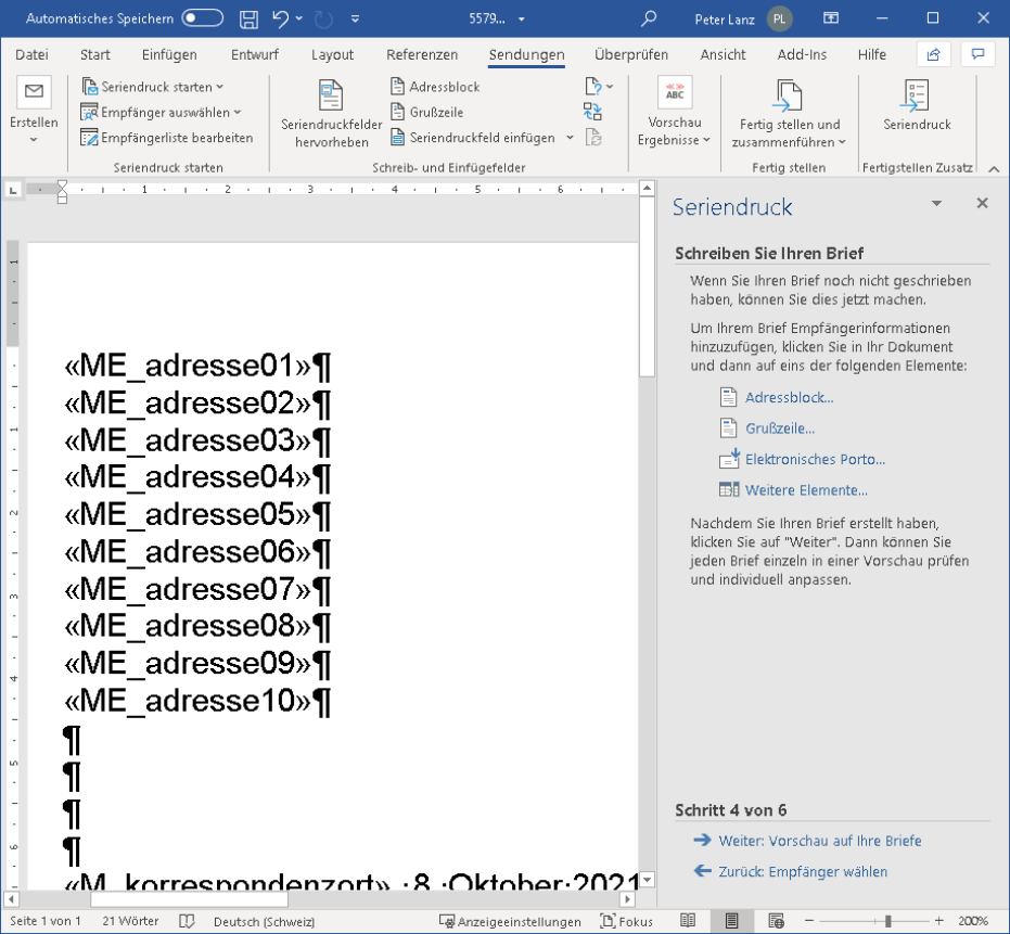 Seriendruck im Word (4)
