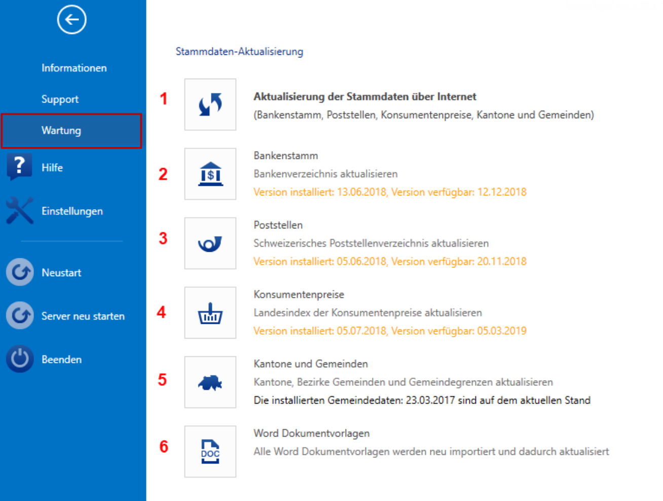 Details Datenbank-Pflege