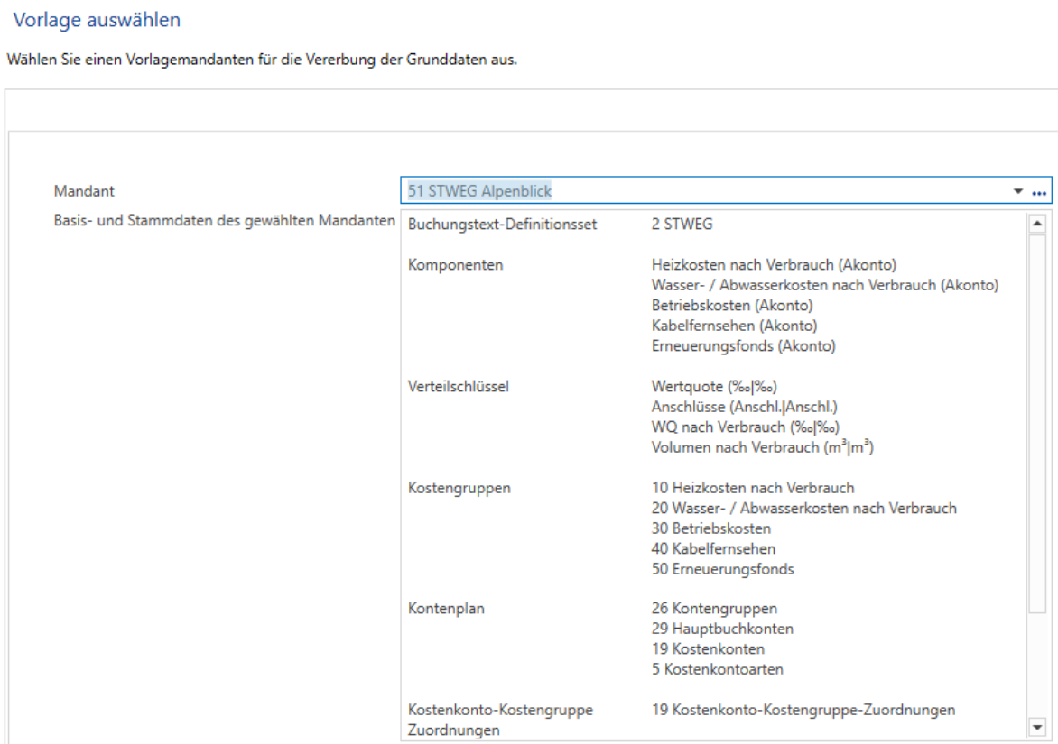 Assistent: Mandanten eröffnen/Eigentümer zuordnen/Vorlage auswählen