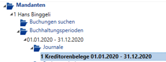 Buchhaltung /Journal Kreditorenbelege