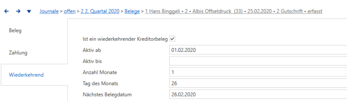 Wiederkehrende Belegangaben