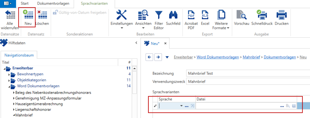 Neuer Datensatz