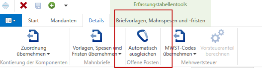 Automatisch ausgleichen Offene Posten (Stufe Mandant)