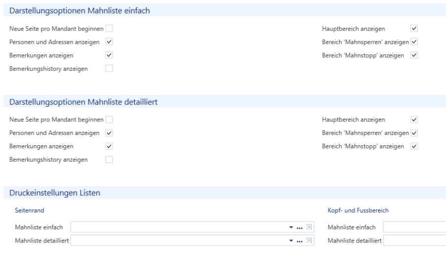 Detailtabelle / Mahnliste