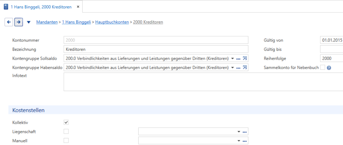 Nebenbuch/Hauptbuchkonten