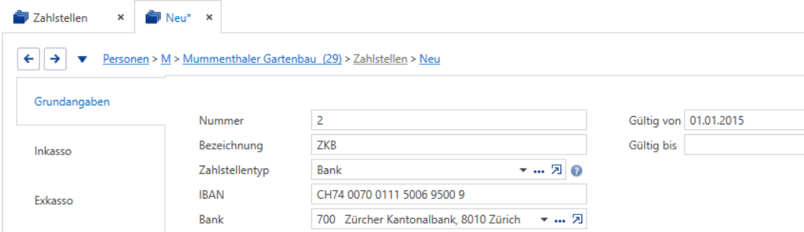Zahlstellen/Bank/Grundangaben