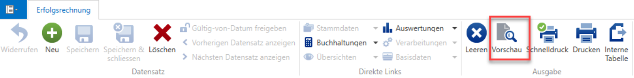 Ribbon unter Auswertungen/Erfolgsrechnung
