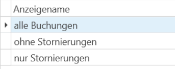 Filterkriterien für Stornobuchungen unter Auswertungen/Kontoauszug