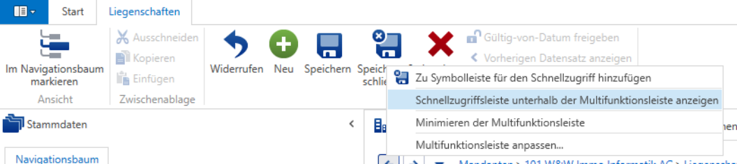 Schnellzugriffsleiste erweitern