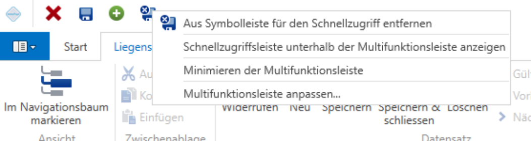 Aus Schnellzugriffsleiste entfernen