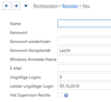 Basisdaten/Rechtesystem/Benutzer – Neu