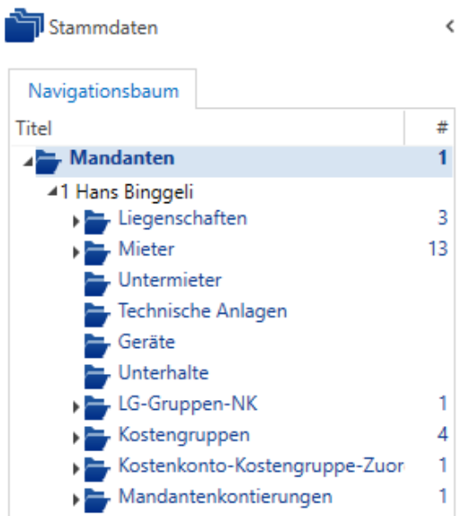 Stammdaten/Mandanten - Übersicht Ordner