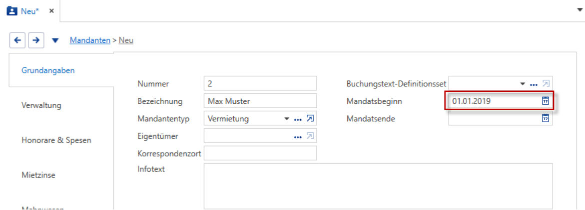 Stammdaten/Mandanten – Grundangaben