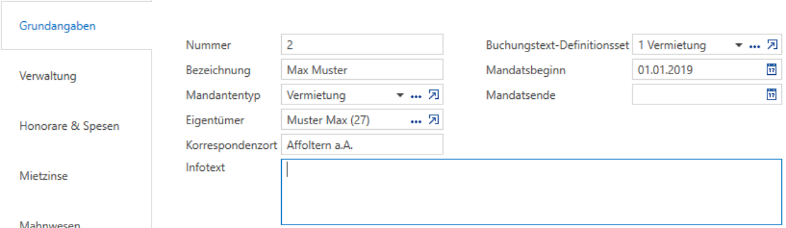 Stammdaten/Mandanten – Grundangaben