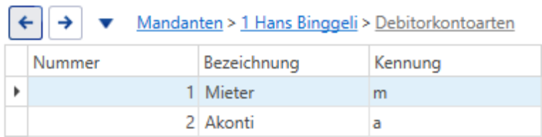 Buchhaltung/Mandanten/Debitorenkontoarten