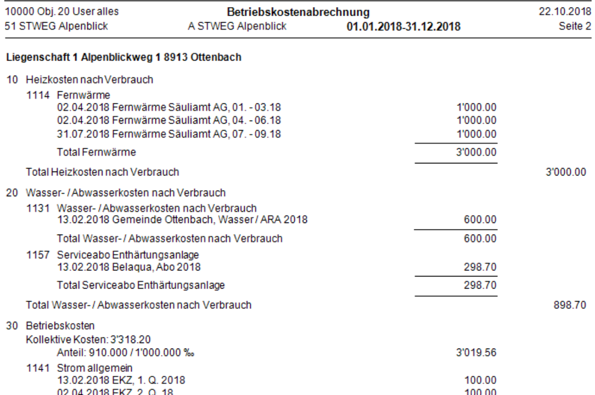 Menüband Details/Vorschau/Kostenzusammenstellung mit Einzelbuchungen