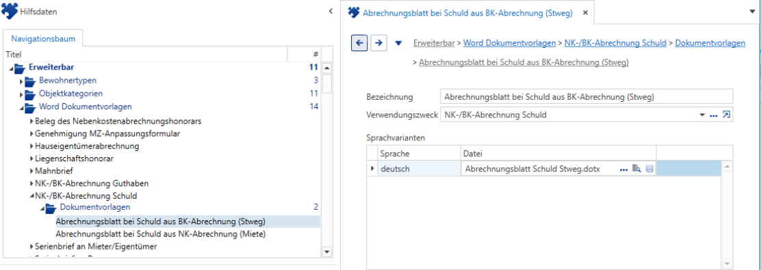 Hilfsdaten/Erweiterbar/Dokumentenverwendungszwecke/NK-/BK Abrechnung Schuld