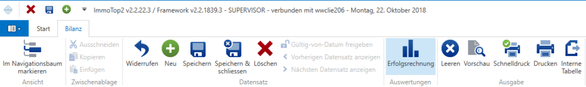 Auswertungen/Buchhaltungen/Bilanz/Menüband Bilanz / Erfolgsrechnung