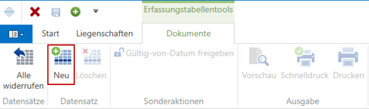 Stammdaten/Liegenschaften/Unterdialog Dokumente -Datensatz neu